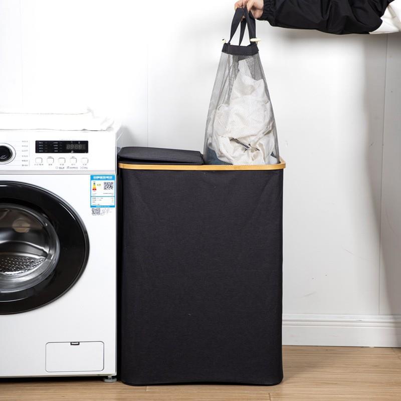 衣篮衣服收纳筐双脏桶竹圈脏衣篓可折衣叠洗篮卫生卧间室EMF收纳
