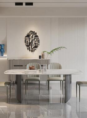 轻奢岩板桌椅子XY0066组合意式简用不锈钢餐现代高家端亮光长方形