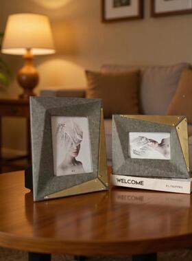 台欧式时尚皮相框摆，轻革巧家庭装饰摆相框，样板WIU间件