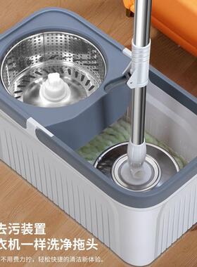 旋吸转拖把家用免手洗省布力跑拖把木DD102014地板车懒人网红拖水