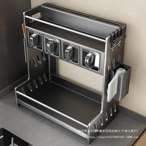 多功能厨房置物架台面调味料不锈钢加粗加厚调味品收纳架收纳