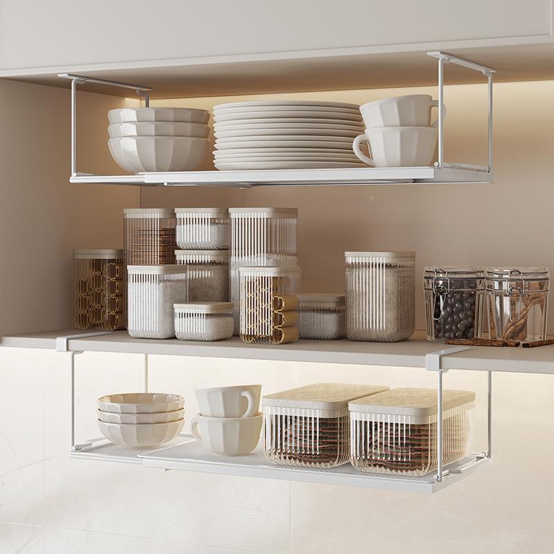 收6B76房橱F776HTTM柜下挂架吊柜厨分层悬挂可伸缩置保物架柜下调