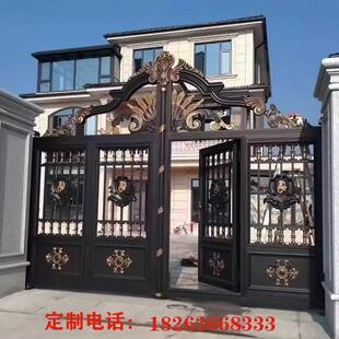 铝艺大门别墅庭院大门铝合金电动门平移门对开院子门农村自建房门