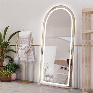 网红镜子带灯穿衣镜家用落地试衣镜轻奢女服装店镜子显瘦全身美颜