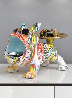 入口鞋柜储物托盘可达豪华法国斗牛犬入口钥匙储物装饰品客厅桌面