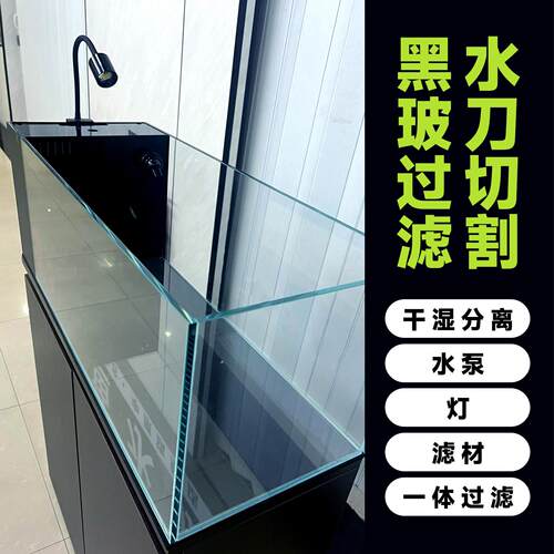 30宽窄侧过滤一体金晶超白鱼缸客厅玻璃鱼缸长方形草缸溪流缸金鱼