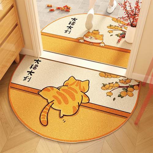 入户门地垫可爱猫丝圈换鞋脚垫除尘耐脏可裁剪门垫玄关门内外地毯