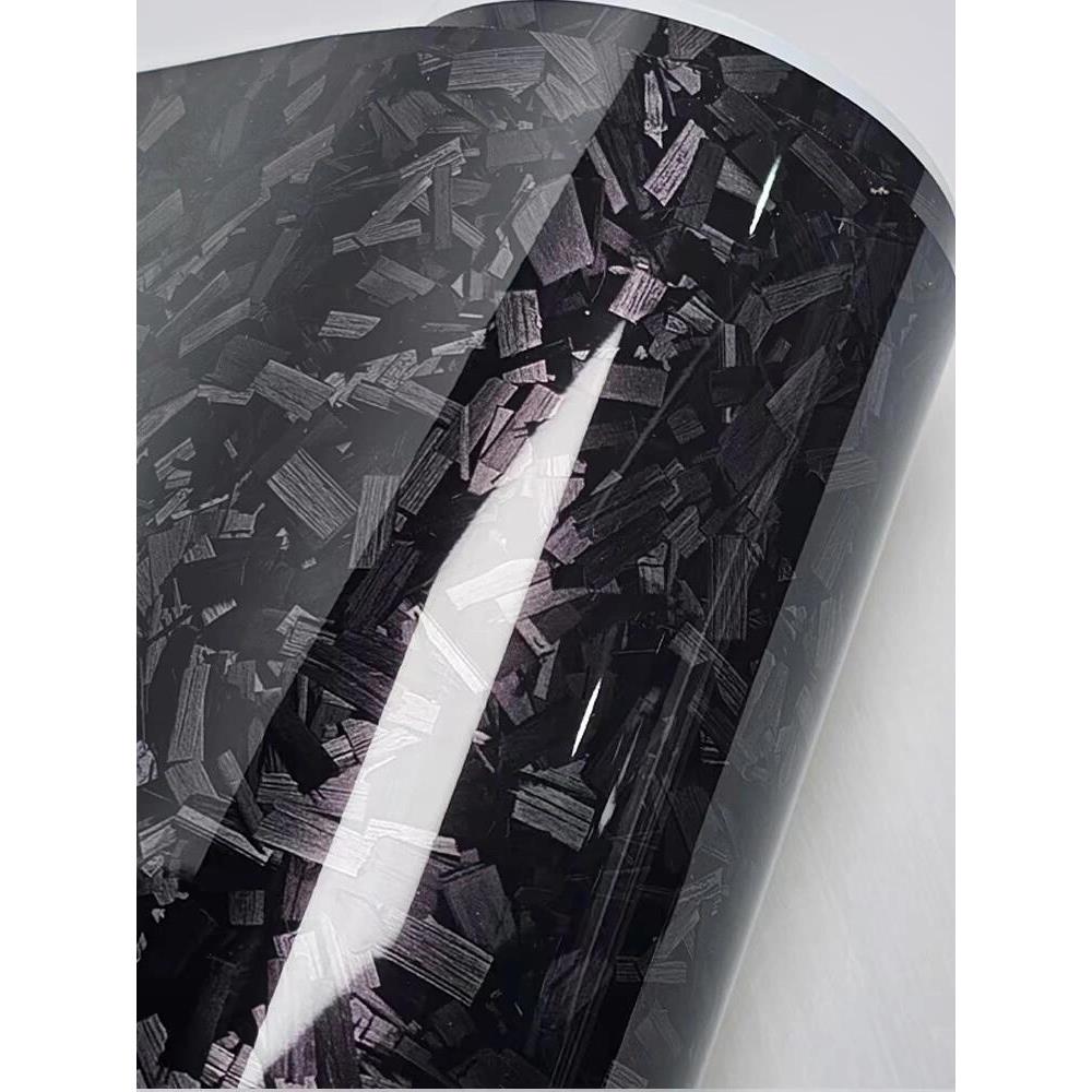 PET锻造纹tpu碳纤维黑色贴纸全车身贴膜汽车车顶改色膜迷彩幽灵黑