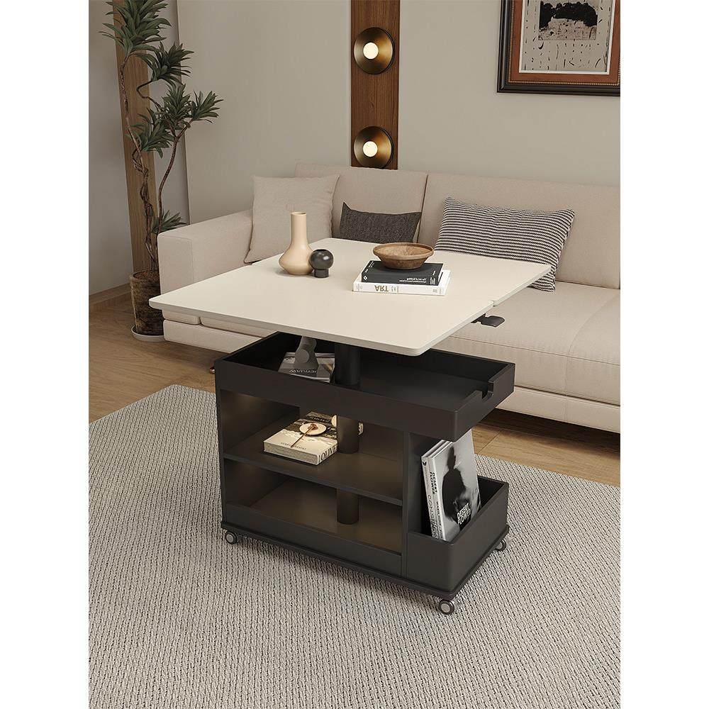 黑白新款可移动升降茶几小户型客厅家用沙发边几茶桌茶几桌置物架,住宅家具,升降茶几,淘宝优惠券,粉丝福利购,淘宝优惠卷