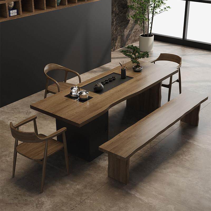 全实木大板茶桌椅组合现代简约家用茶盘一体式新中式茶几功夫茶台