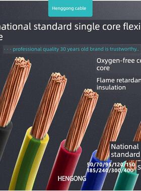 国家标准铜芯多股软电缆阻燃线Za-Bvr50 70 95 120 150 185 240平