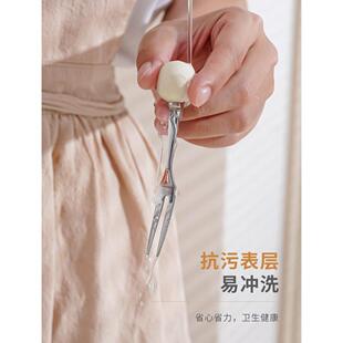 家用不锈钢甜品蛋糕小叉子收纳罐安全高级感 儿童水果叉不伤嘴套装