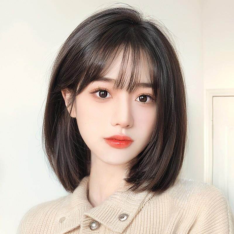 假发女短发全头套式自然减龄彷真发全真新款波波头假发套圆脸发丝