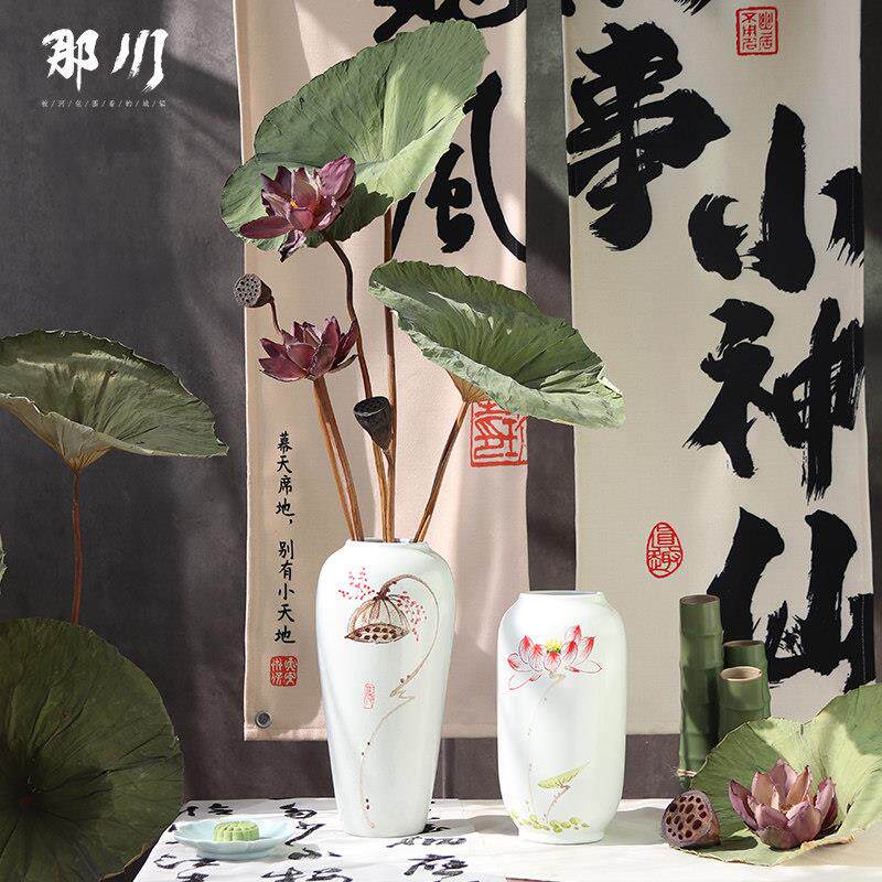 荷花荷叶莲蓬干花花束高级感真花新中式客厅摆设花瓶玄关桌面茶室