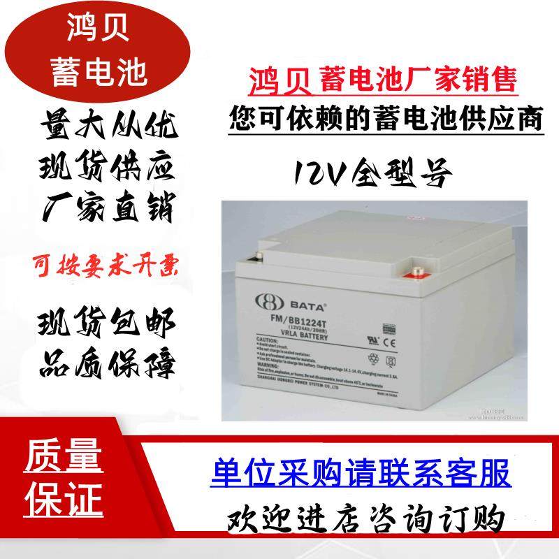 BATA 鸿贝蓄电池FMBB1224T12V铅酸蓄电池免维护12V24AH消防主机专