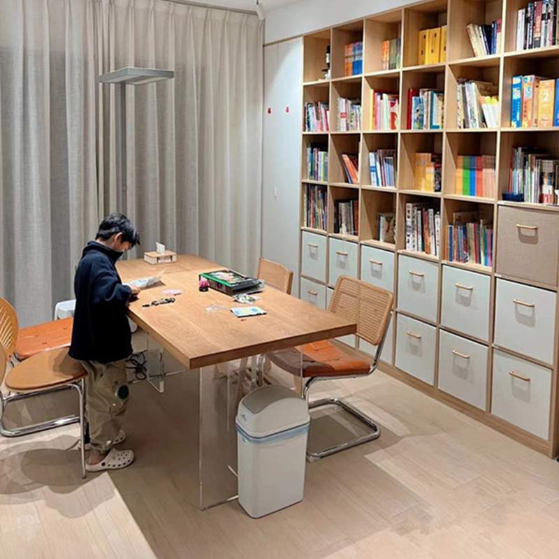 亚克力书桌悬浮式客厅大桌子工作台阳台原木家用办公桌实木电脑桌