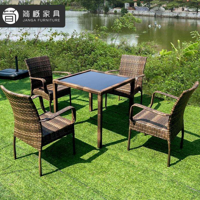 户外家具22-9-6-2手工藤晒编藤椅庭院阳台酒场店广一桌四防椅室外