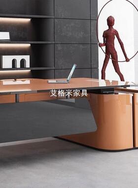 烤漆豪华办公桌大简约代白色现台创意个性老板桌办班公室HAI家具