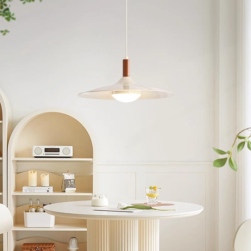 餐厅440吊灯法式奶风油桃简约餐桌吧台飞碟灯胡木室房间床头小吊