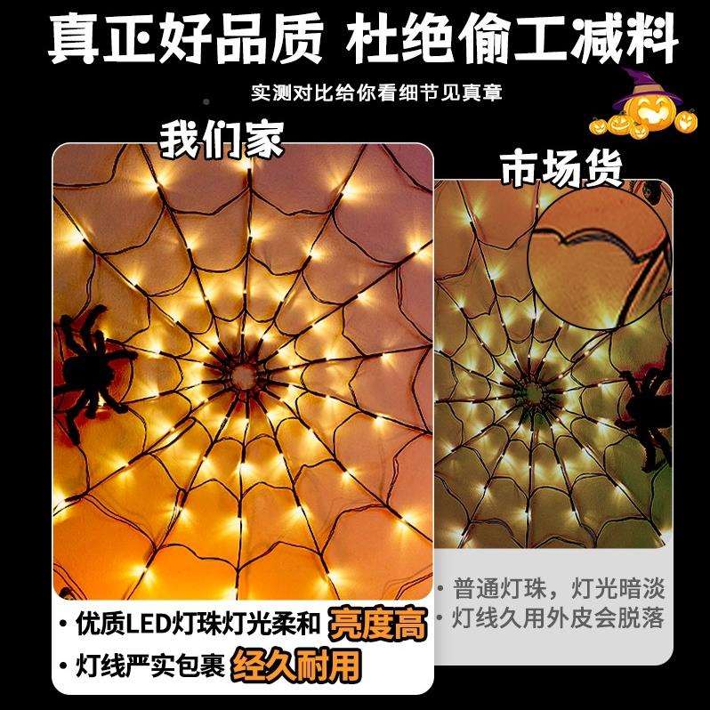 万圣节饰装品南TLQ瓜蜘灯蛛网灯景布置酒吧密室拍照道具发光氛场