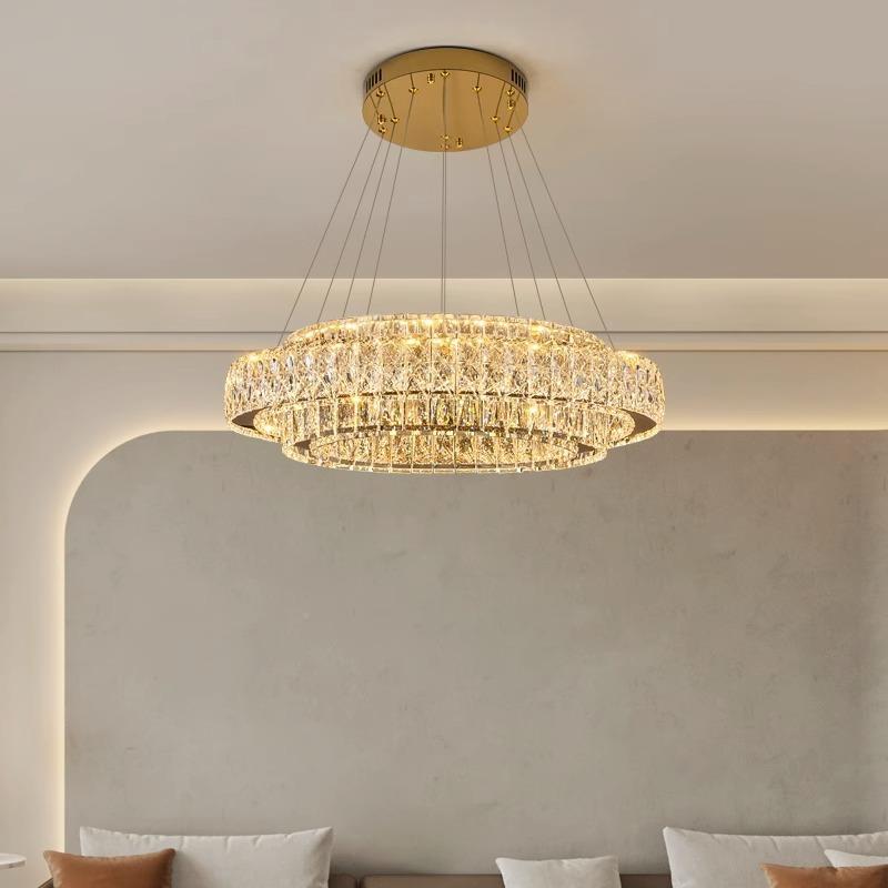 2025年新118款高大气端客吊灯厅奢风圆环形K轻9水晶吊灯卧室餐厅