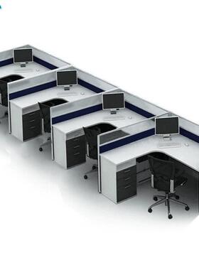 职办公电脑桌简约屏位风2-4-6人位组工合员BWY-1002员工桌L桌办公