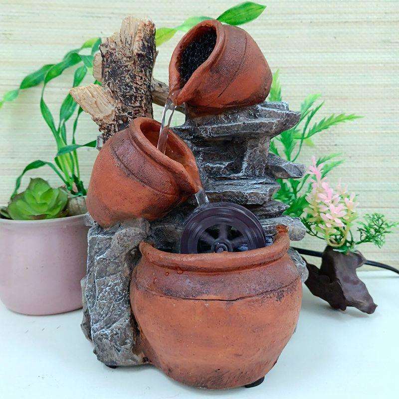 桌面小件之陶罐喷泉水SLA池流水家居阳台流流水摆造景装饰品户外