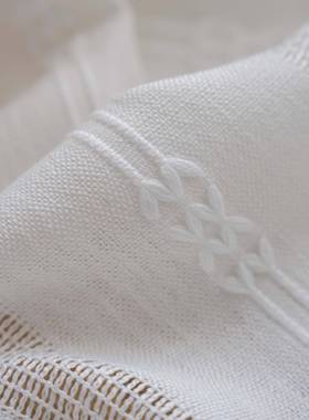 布爸花爸美式厅镂空针织白色提客卧室飘窗米流苏半遮光窗PEK帘色