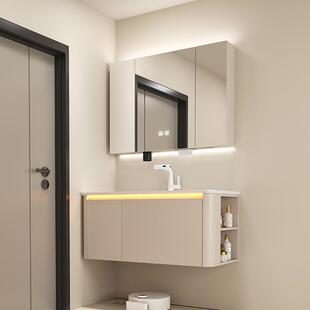 实BATHROOM木浴室感应氛围洗侧手台一体柜柜面收纳层洗灯漱台陶瓷