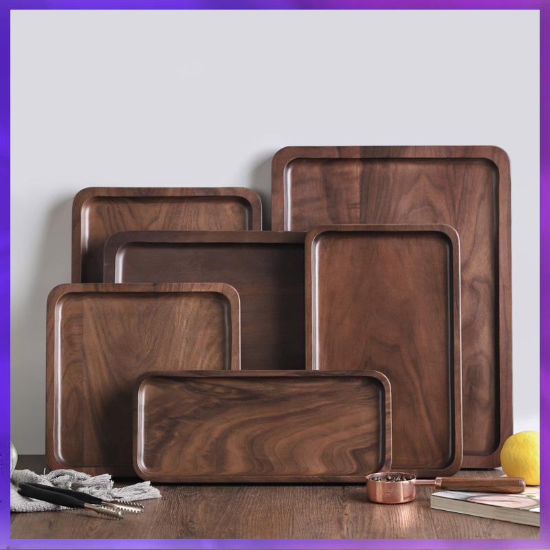 WG6Q北美黑形胡桃木茶盘茶具托盘家木用长AL100146茶台方实复古盘