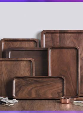 WG6Q北美黑形胡桃木茶盘茶具托盘家木用长AL100146茶台方实复古盘