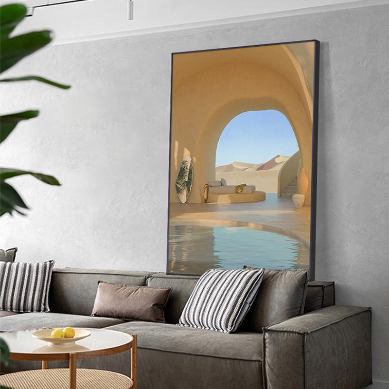 莫兰迪空间感入户象XGK玄关装饰壁画抽几何客厅沙发墙过画道餐厅