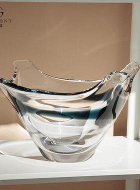 晶饰淳高档水晶玻璃32117装果盘加艺厚现代客厅装饰术茶几餐桌收