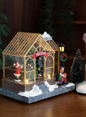 光新款树圣脂诞屋桌子彩色发光ABCZ99阳屋商店圣诞面橱窗摆件创意