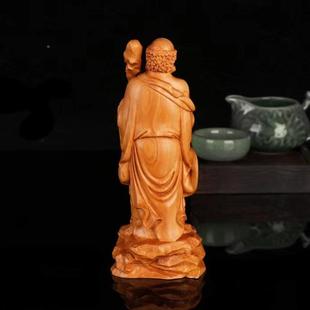 崖摆柏木禅杖达摩像件达摩祖家师实木雕刻居客厅装雕饰工艺品