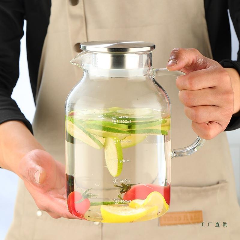 加厚耐玻热璃冷水壶家用大容量高硼硅开玻璃凉壶F5M9J7MJ水带刻度