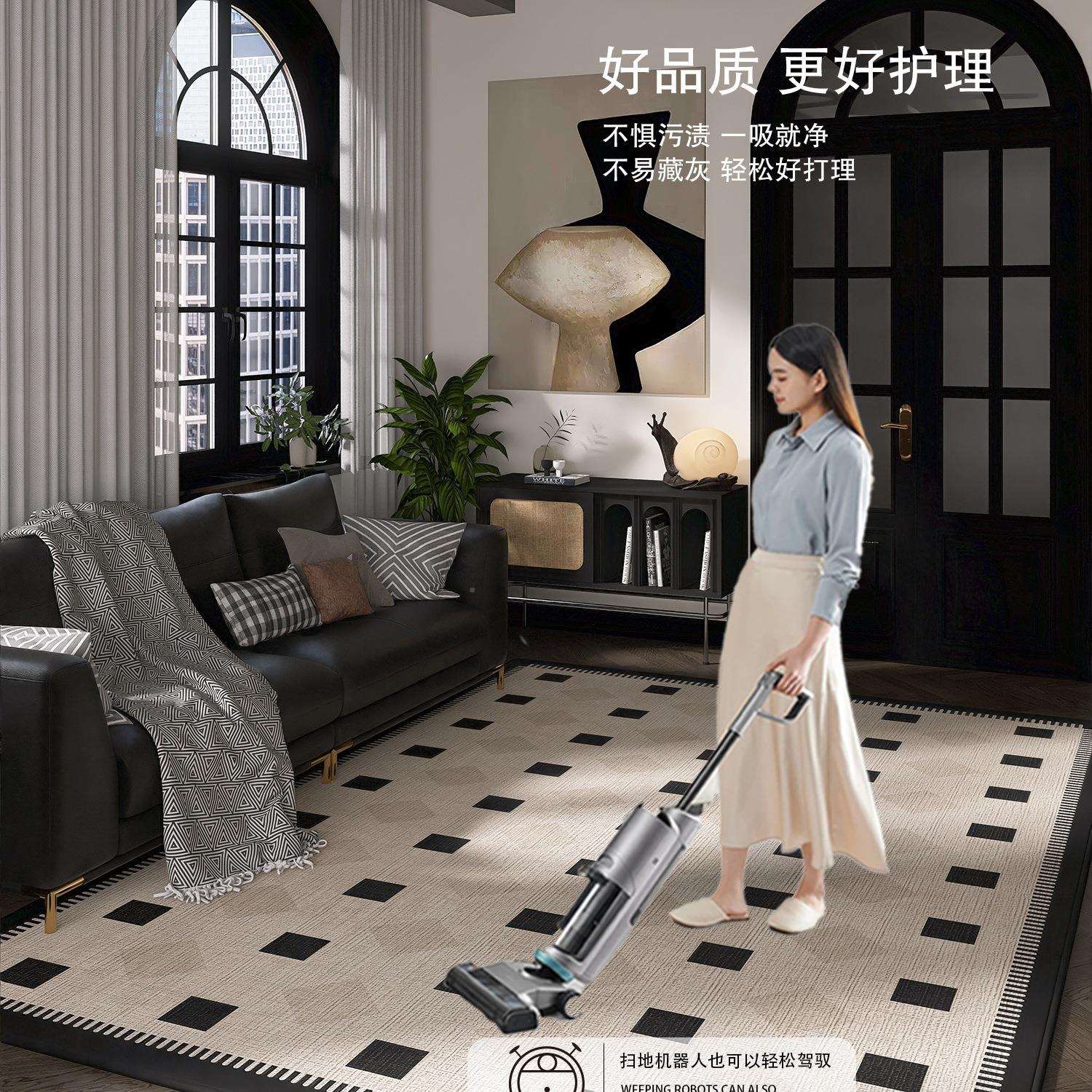 地毯客厅2025新用款轻家沙发感地垫F98HM5T5卧室免洗可擦奢茶几毯