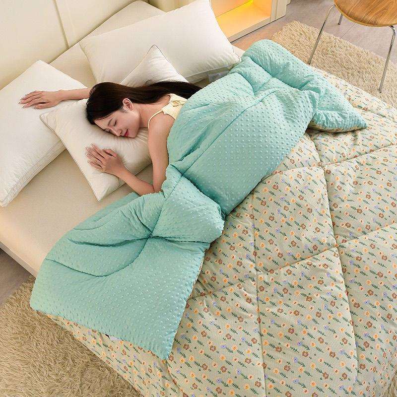 加厚豆保暖豆被绒春RKA秋被冬季加加厚水洗豆纱双豆人被子被芯被