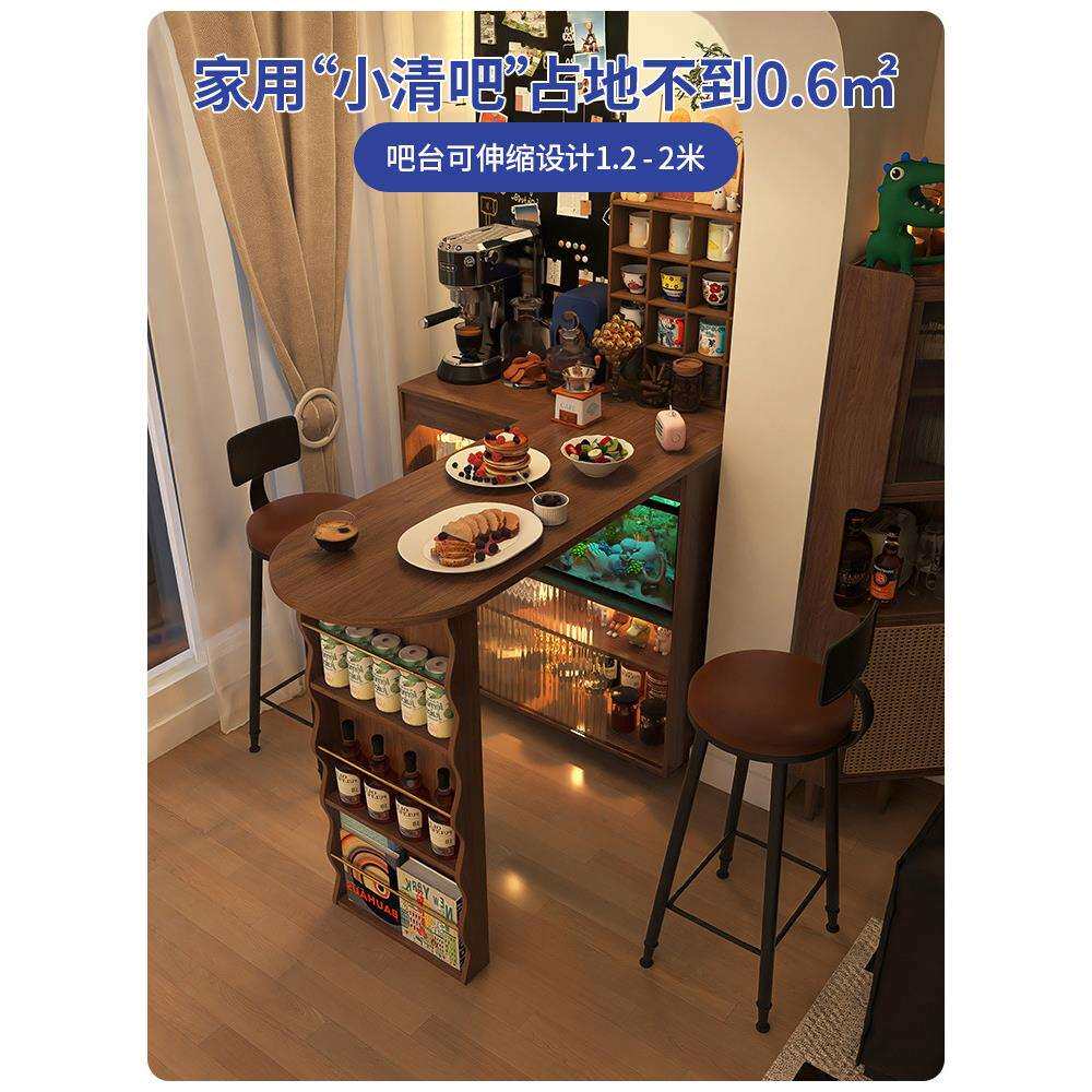 阳台吧台桌ZHG台柜家用隔断伸缩客厅柜小桌子一体角折叠书转桌岛