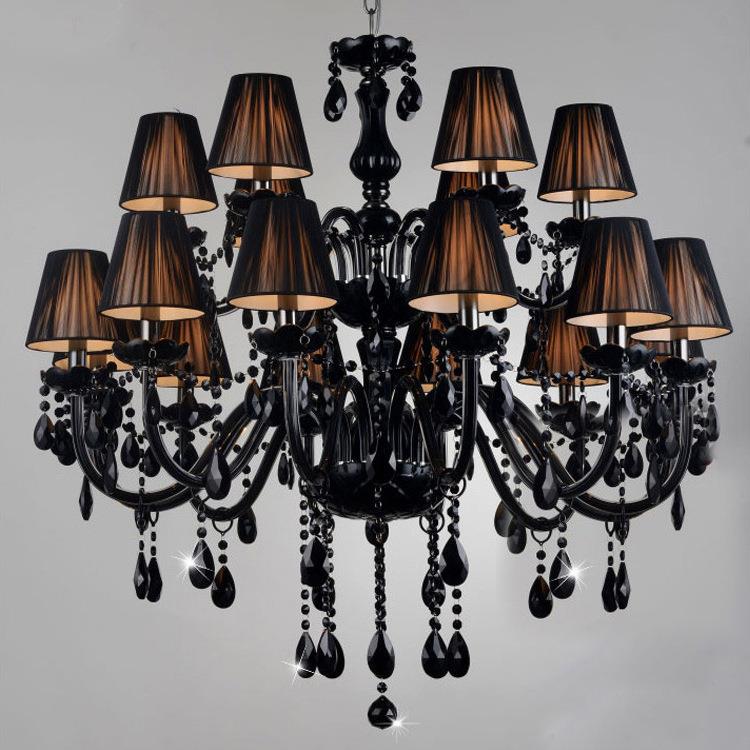 欧蜡烛水晶灯黑色818水晶灯客厅卧室餐厅灯酒式店工水程晶吊灯具