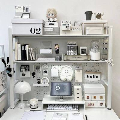 桌面置OJE物纳架书书桌收多桌层铁艺架子学生学习桌上收纳架洞洞