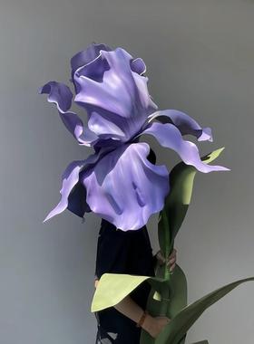 大户5-20外防仿水真花紫色铺鸢尾美陈型布置装饰纸艺店橱窗DP手工