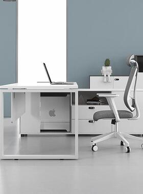 老板桌办公桌简约现单办公室家管具桌子大班台白色RIZ主桌经人桌