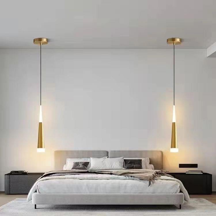 卧床室头吊灯主锥形水管小112吊灯现代简约卧创意个性长艺术线吊