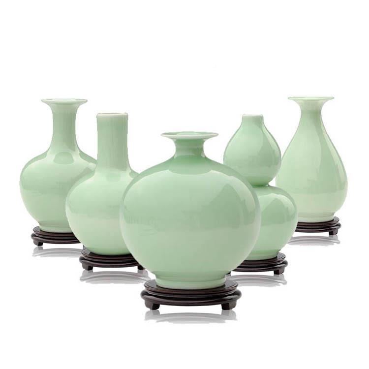 景德镇陶瓷花瓶绿色品花瓶现中式家DGV居代装饰工艺摆件