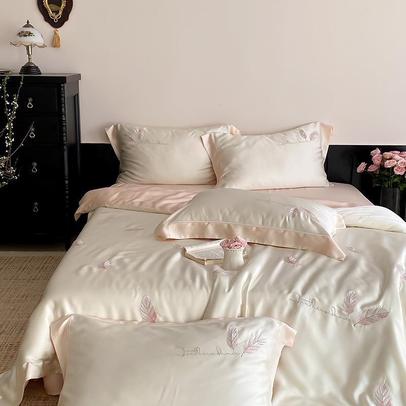 绣浮光月影｜奥精地利进口60s兰花精A14天丝刺四件套高密绣床上用