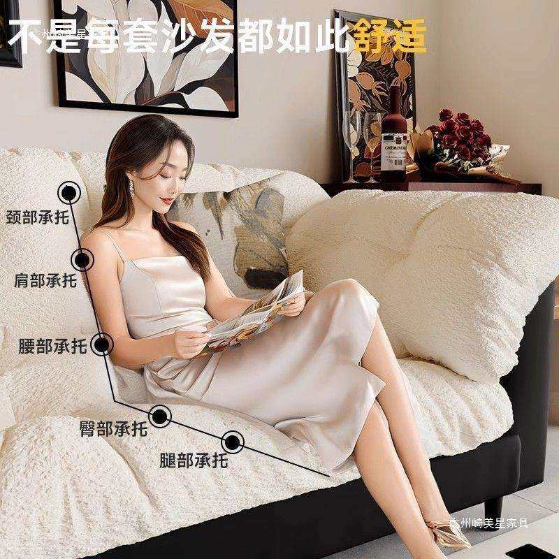 复古慵DYN风山茶花布艺寓沙发小户型简公客厅懒出租房沙发云极朵