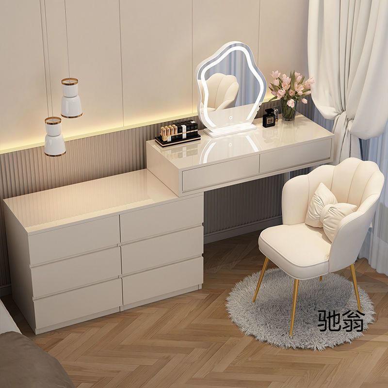 油风新款梳妆台妆现代简约纳柜床头柜化奶台一体书桌收伸DOC缩化
