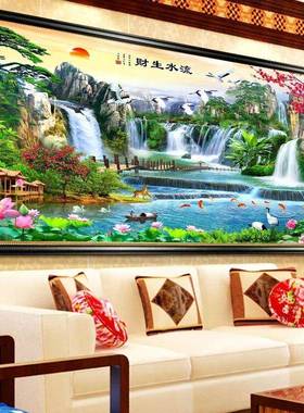 天台悦先线绣十厅自己绣手工字绣202ltao58284新款客水生流财山水