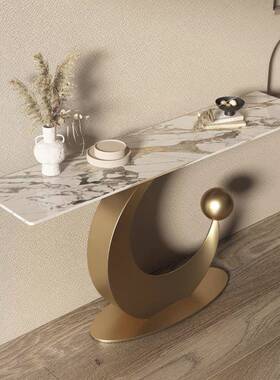 轻奢意式岩板关桌玄入户靠墙玄关柜条案饰极简OWO创意窄装走廊端